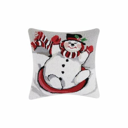 PUESTA EN ESCENA 16 x 16 in. Sledding Snowman Polyester Filler Hook Pillow PU3678888